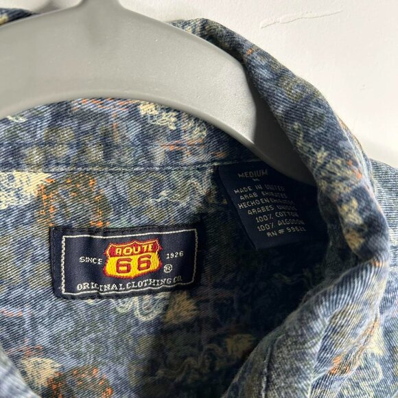 90s vintage blue dragon button up short sleeve shirt size medium - Picture 5 of 5